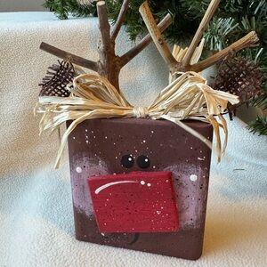 Holiday Winter Rudolph Reindeer, Handcrafted New